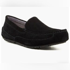 UGG Men's Size 9 Alder Faux shearling lined black Suede Slippers